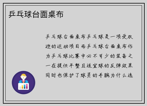 乒乓球台面桌布