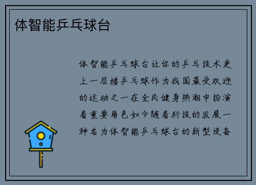 体智能乒乓球台