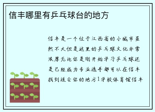 信丰哪里有乒乓球台的地方